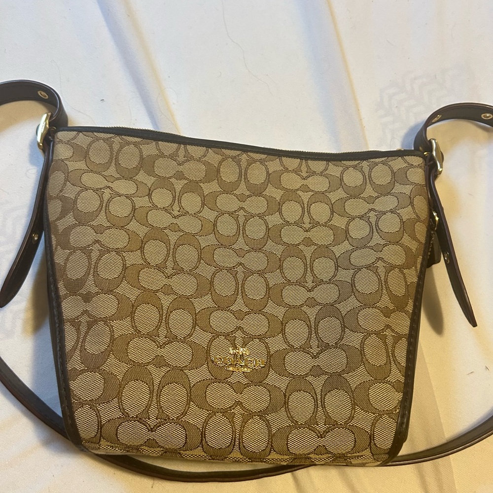 Coach Tan and Brown Signature dufflete bag
